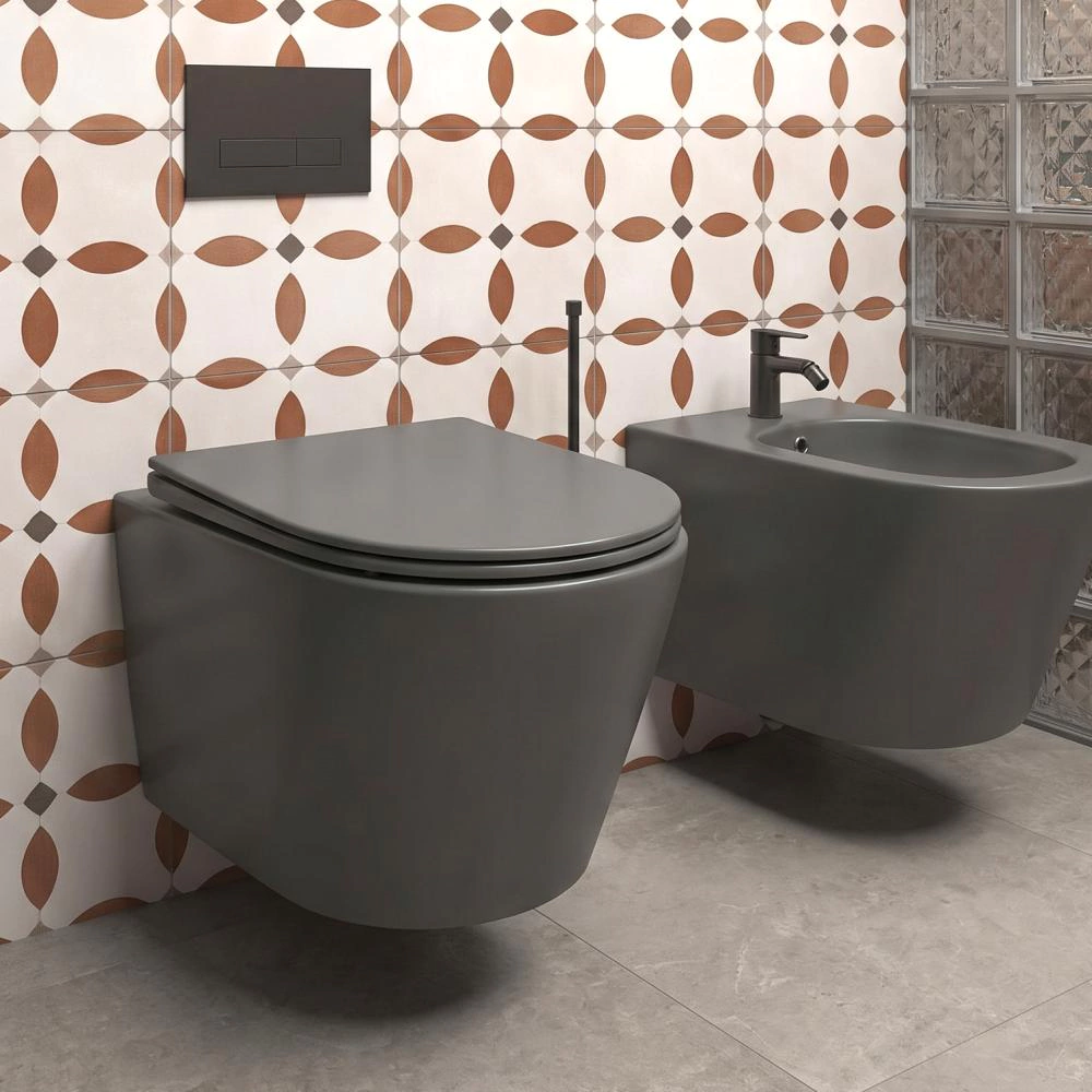 Унитаз подвесной FLUMEN DESIGN Ardennes с сиденьем с микролифтом серый
