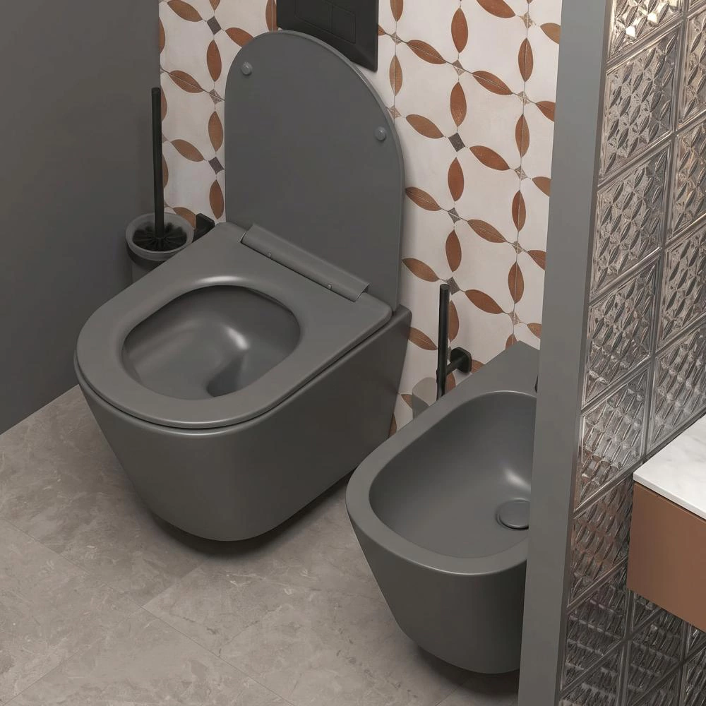 Унитаз подвесной FLUMEN DESIGN Ardennes с сиденьем с микролифтом серый