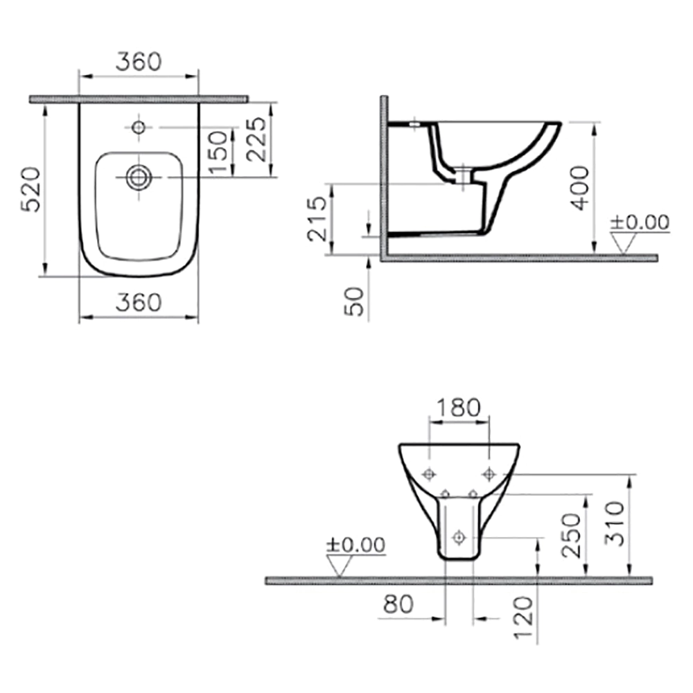 Биде подвесное S20 Vitra