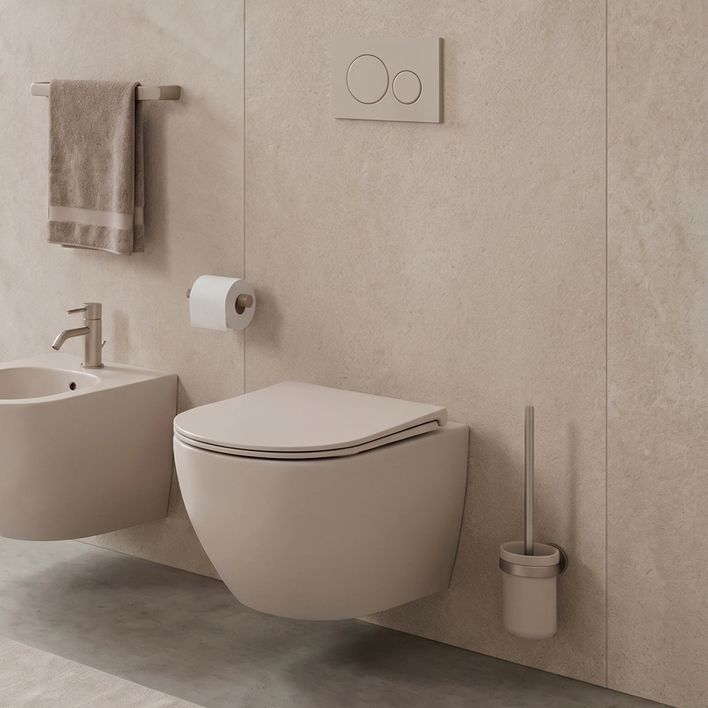 Унитаз подвесной FLUMEN DESIGN Ardennes Taupe безободковый с сиденьем с микролифтом бежевый