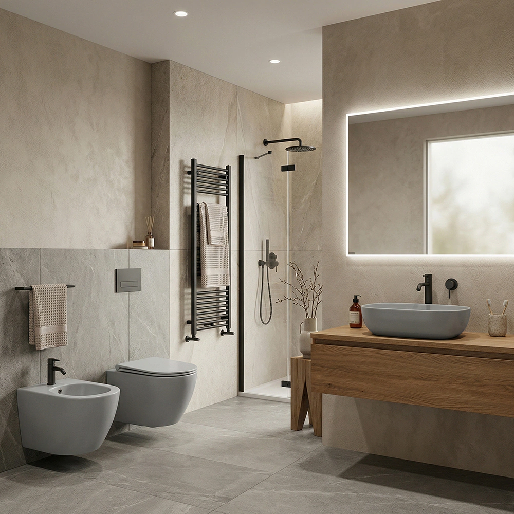 Унитаз подвесной FLUMEN DESIGN Ardennes Cement Grey безободковый с сиденьем с микролифтом серый