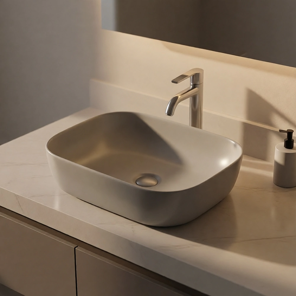 Раковина на столешницу FLUMEN DESIGN Malta Cement Grey серая