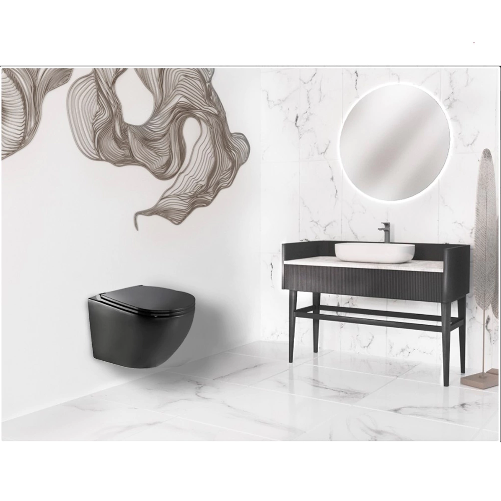 Унитаз подвесной CULTO Andi безободковый с сиденьем с микролифтом чёрный