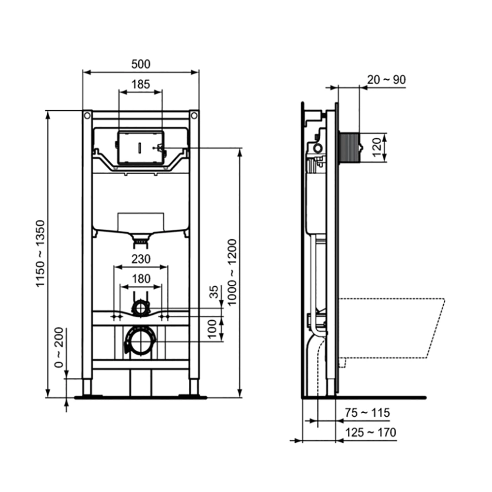 Инсталляция для унитаза Ideal Standard ProSys механическая без кнопки