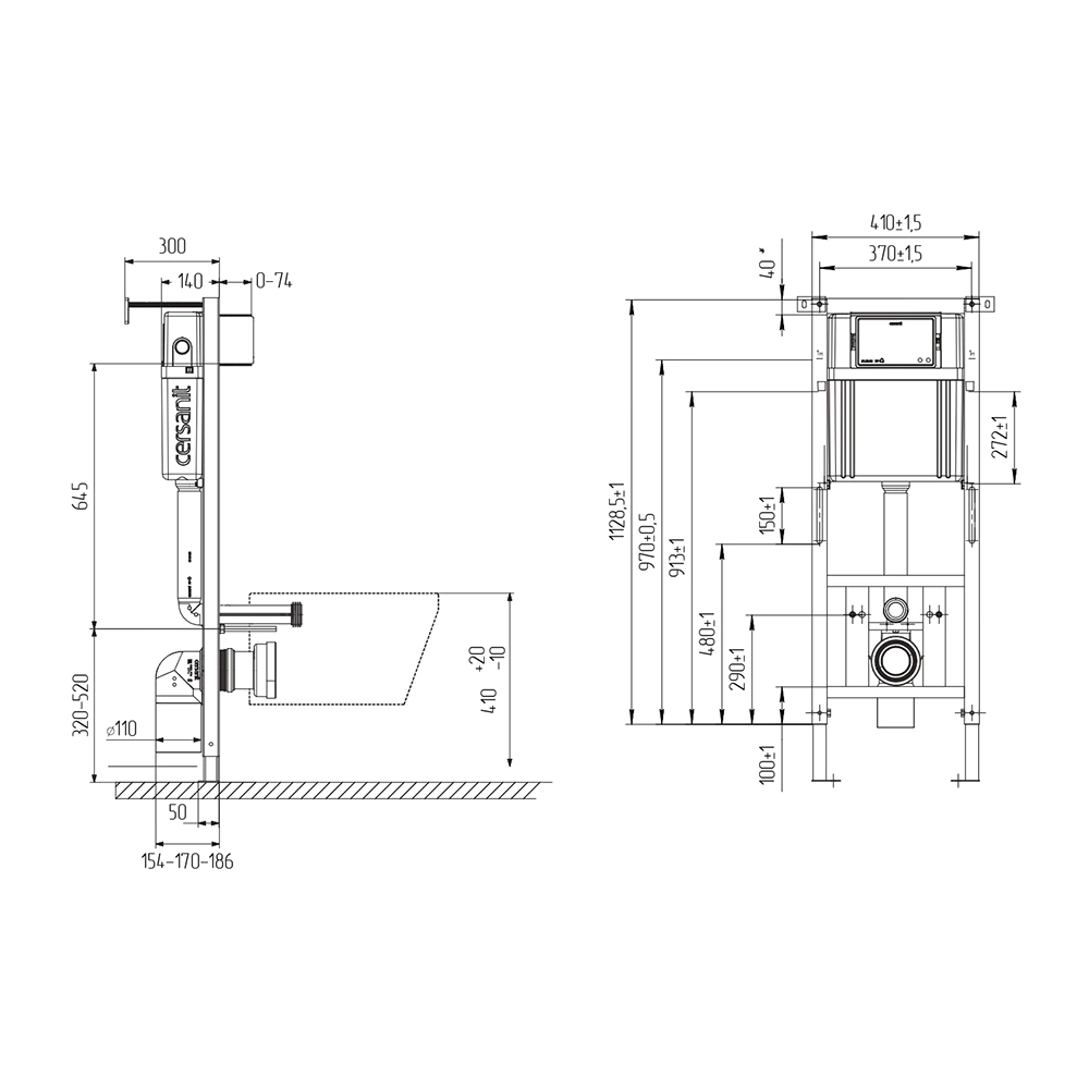 Инсталляция Cersanit Estetica AQUA 40 SMART M с унитазом и кнопкой хром