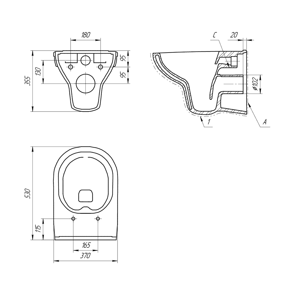 Инсталляция Cersanit Estetica AQUA 40 SMART M с унитазом и белой кнопкой