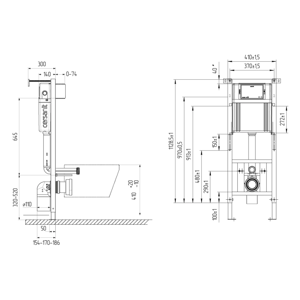 Инсталляция Cersanit Brasko Vortex AQUA50 PRIME P с унитазом и кнопкой хром