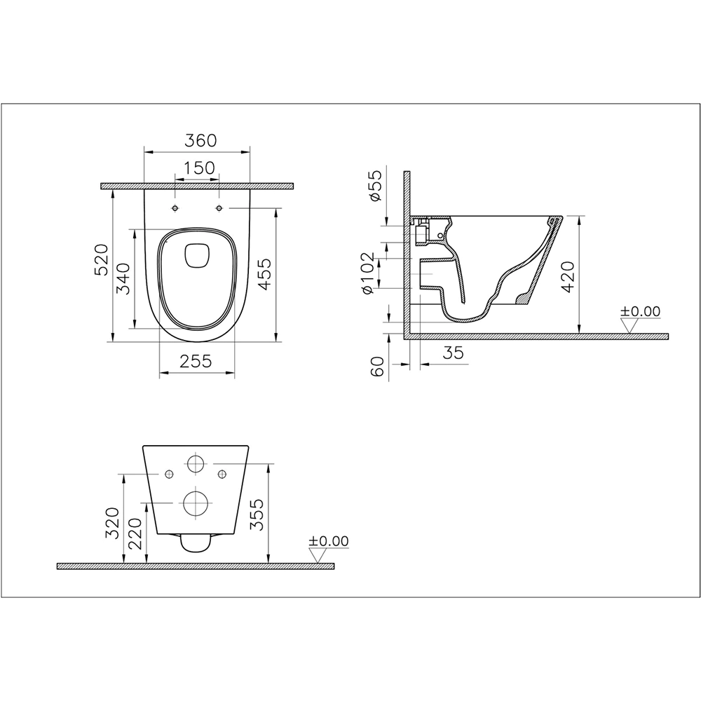 Унитаз подвесной Vitra M50 безободковый с сиденьем с микролифтом