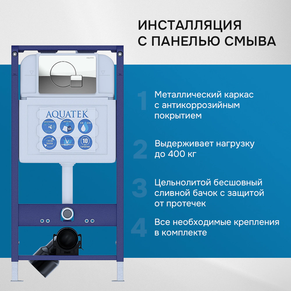 Инсталляция AQUATEK Медея с унитазом, сиденьем, кнопкой хром