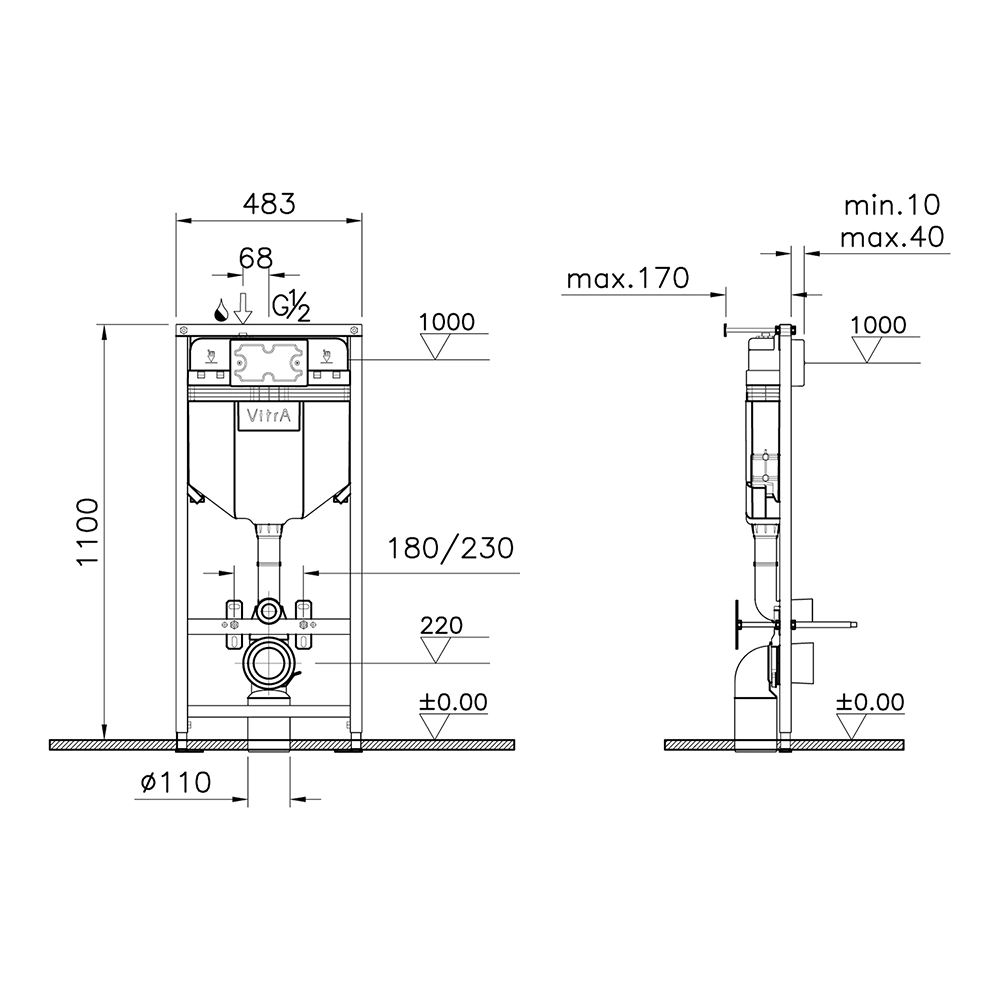 Инсталляция Norm Fit с унитазом, сиденьем, кнопкой хром