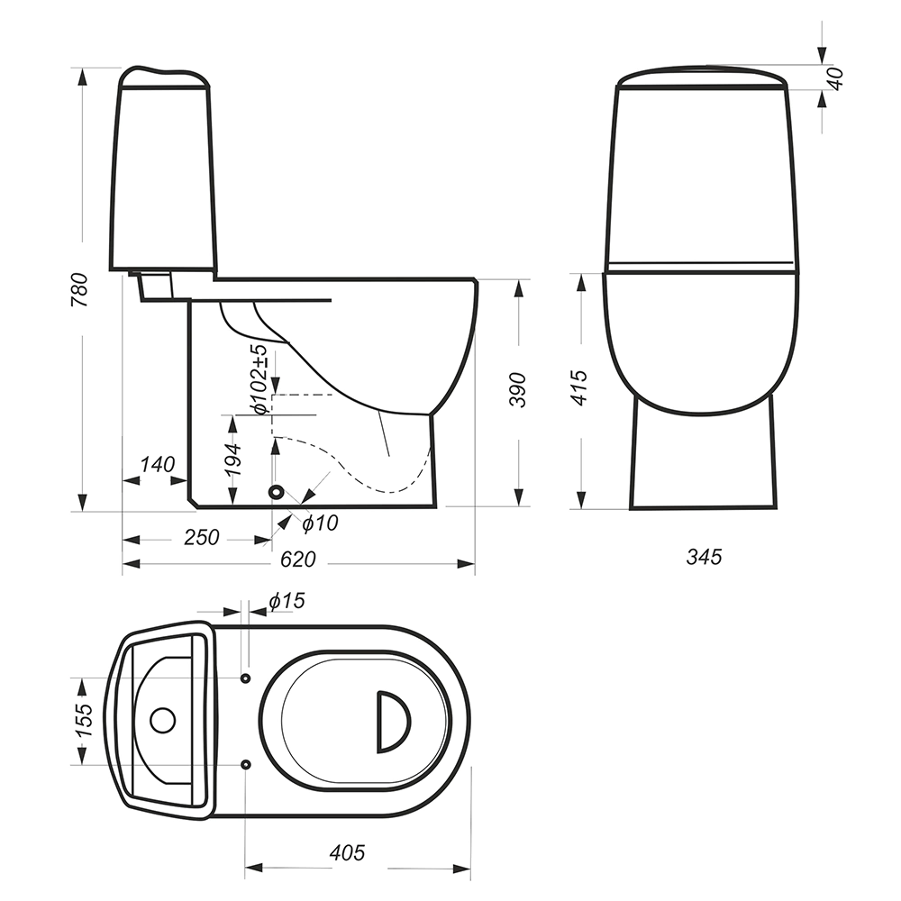 Унитаз-компакт SANITA LUXE Best Black с сиденьем с микролифтом