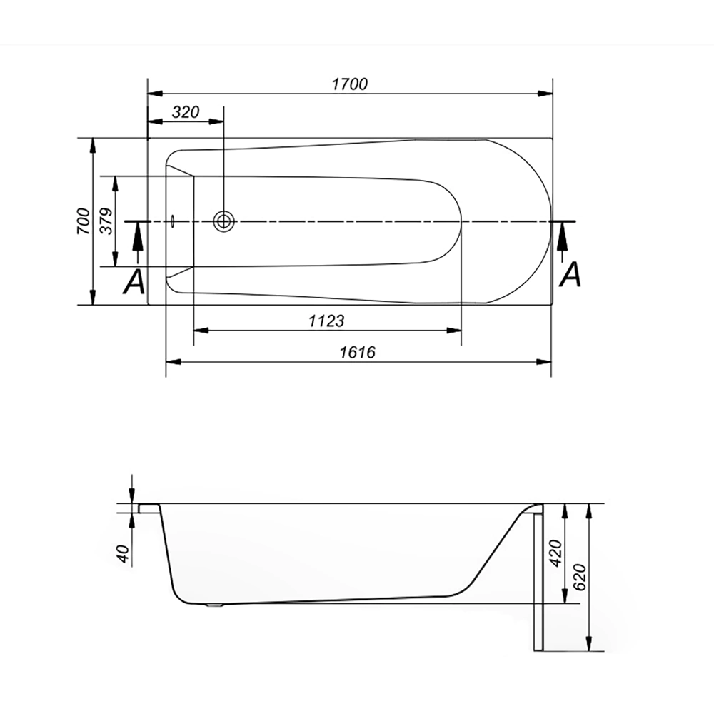 Акриловая ванна Cersanit Flavia 170х70 см