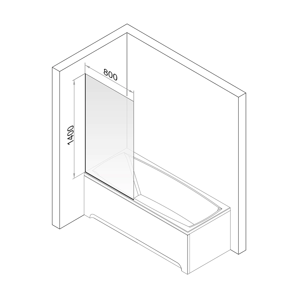 Ширма для ванны DOMANI-SPA 140х80 см матовый хром профиль