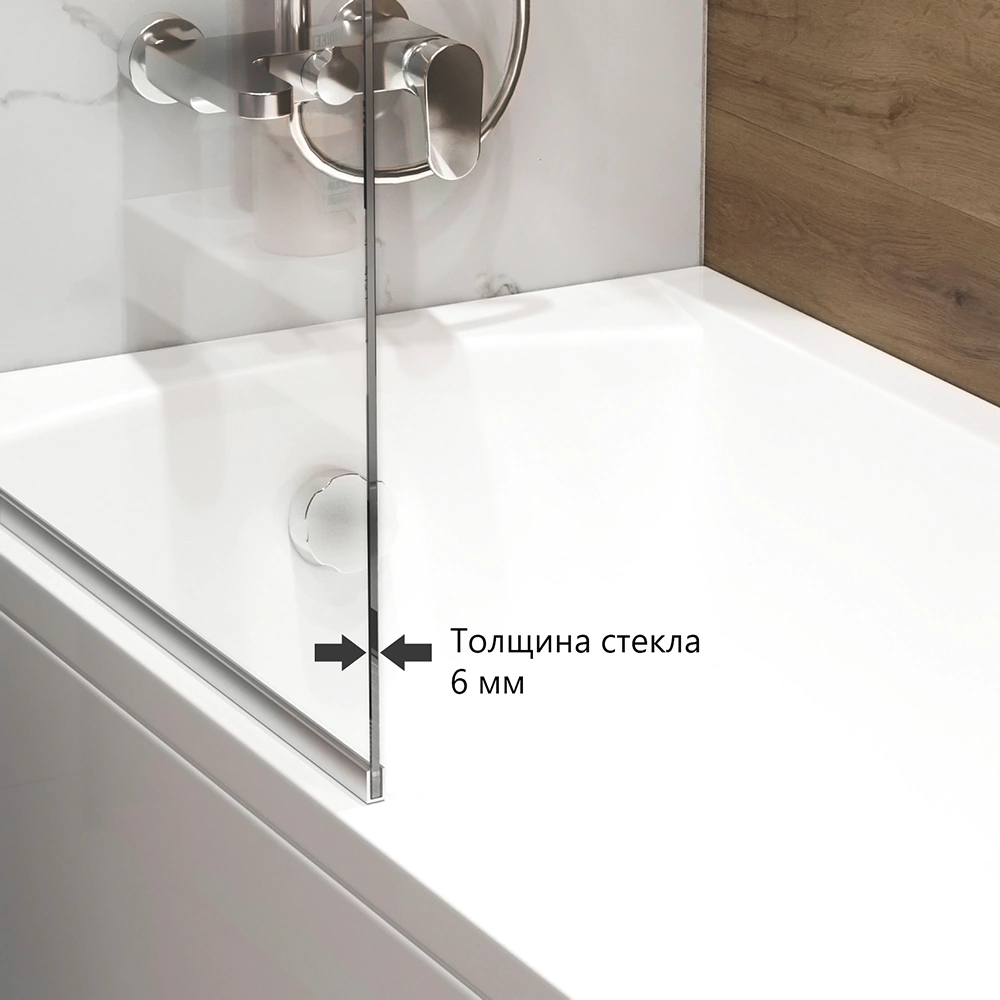 Ширма для ванны DOMANI-SPA 140х80 см матовый хром профиль