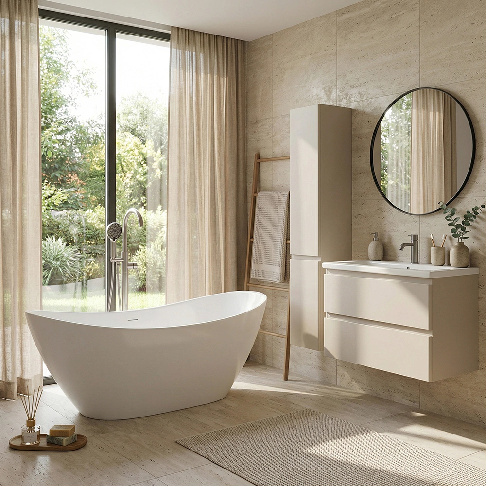 Акриловая ванна FLUMEN DESIGN Dora 170х70 см отдельностоящая с каркасом и экраном