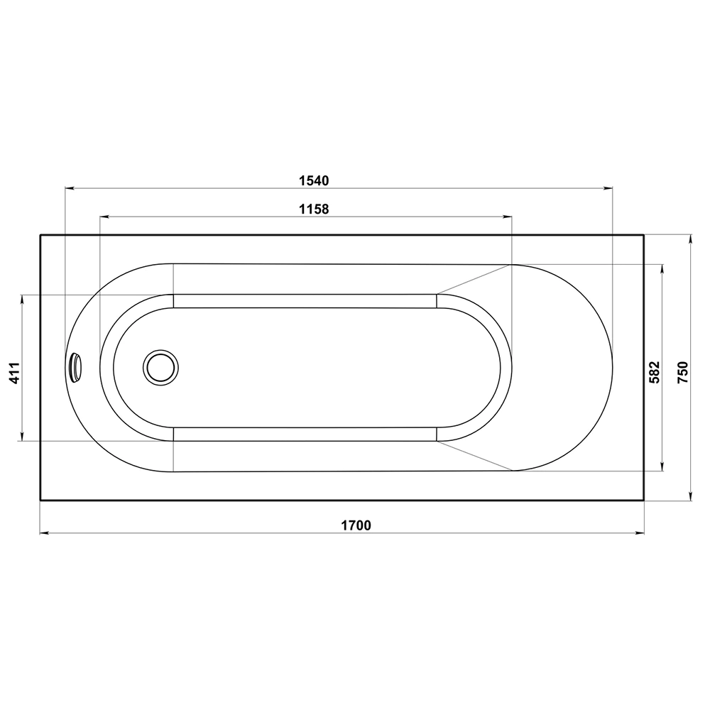 Акриловая ванна BAS Лоренцо-Pro 170х75 см прямоугольная