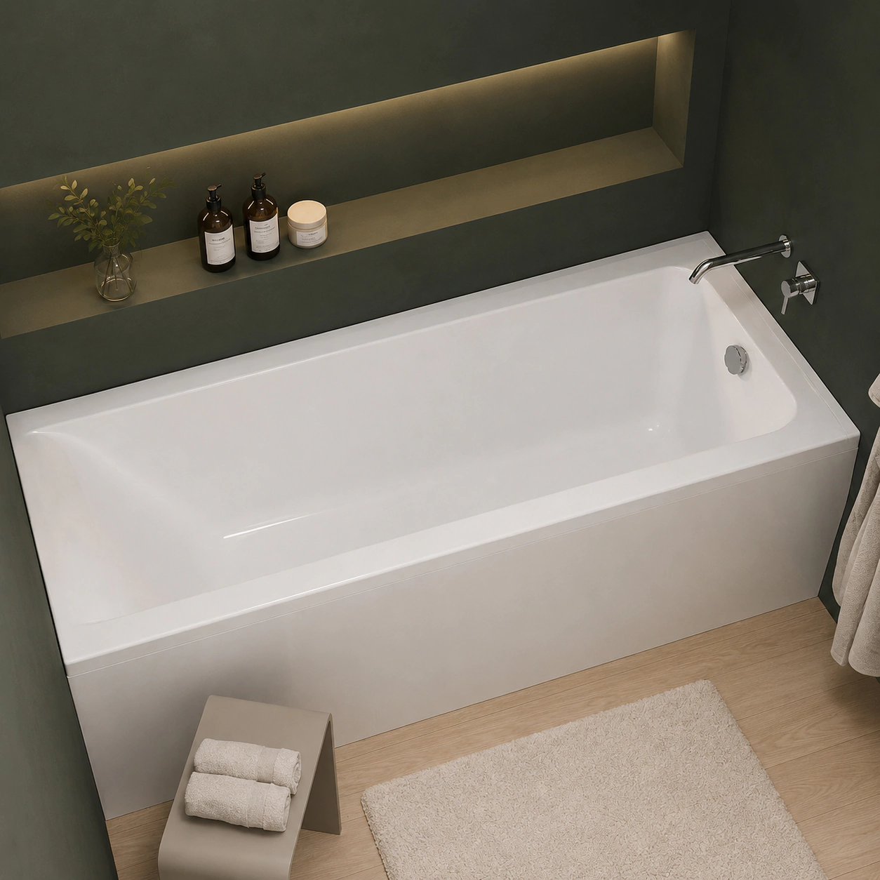 Акриловая ванна Alba Spa Merry 180х70 см прямоугольная