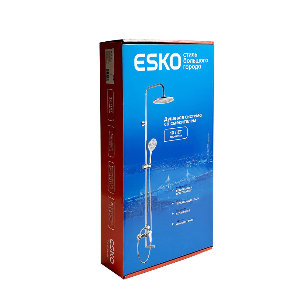 Душевая система со смесителем и верхним душем Esko Lagos d23 см хром