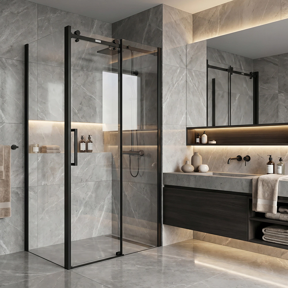 Душевое ограждение FLUMEN Alz 120х80х195 см черный профиль