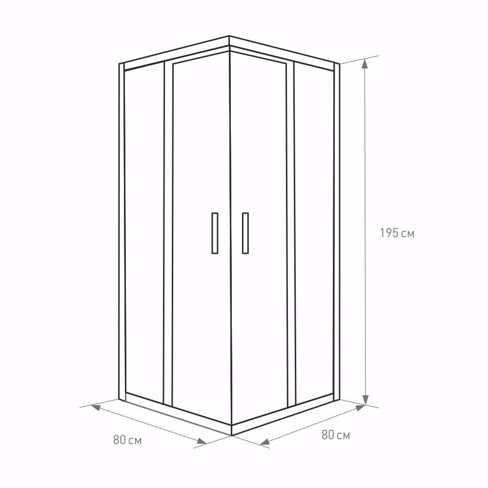 Душевое ограждение FLUMEN Ems Black 80х80х195 см стекло pear черный профиль