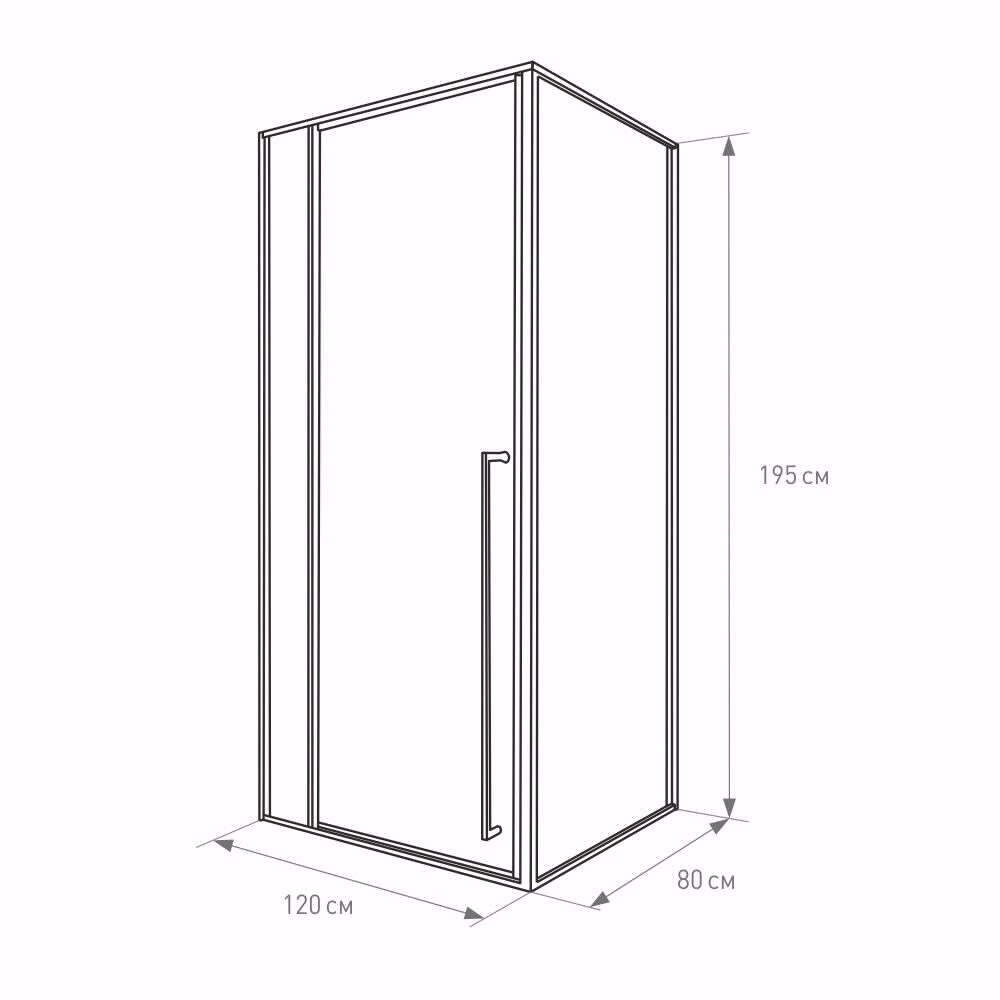 Душевое ограждение FLUMEN DESIGN Orlean 120х80х195 см прозрачное стекло профиль графит