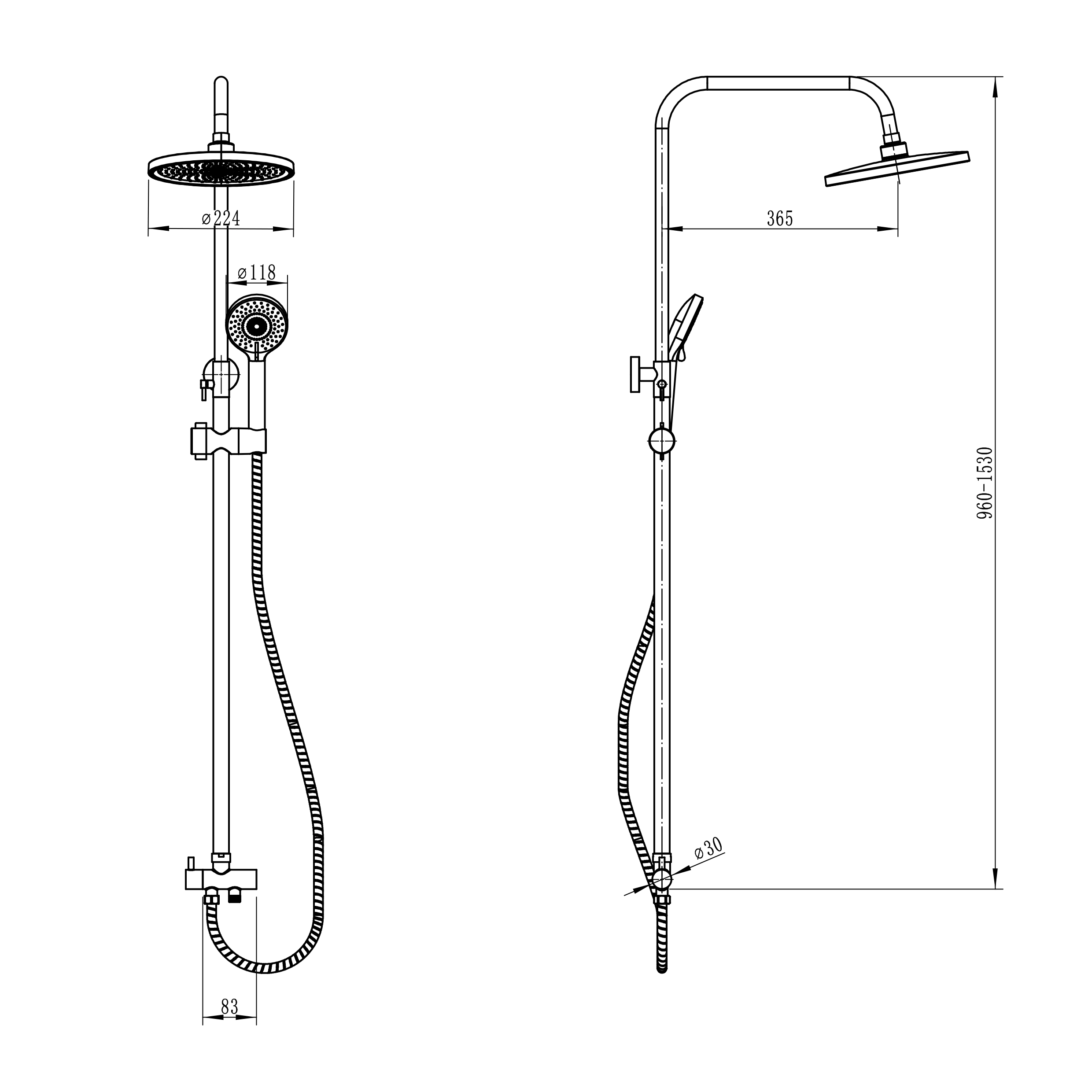 Душевая система c верхним душем без смесителя esparo d21,5 см хром