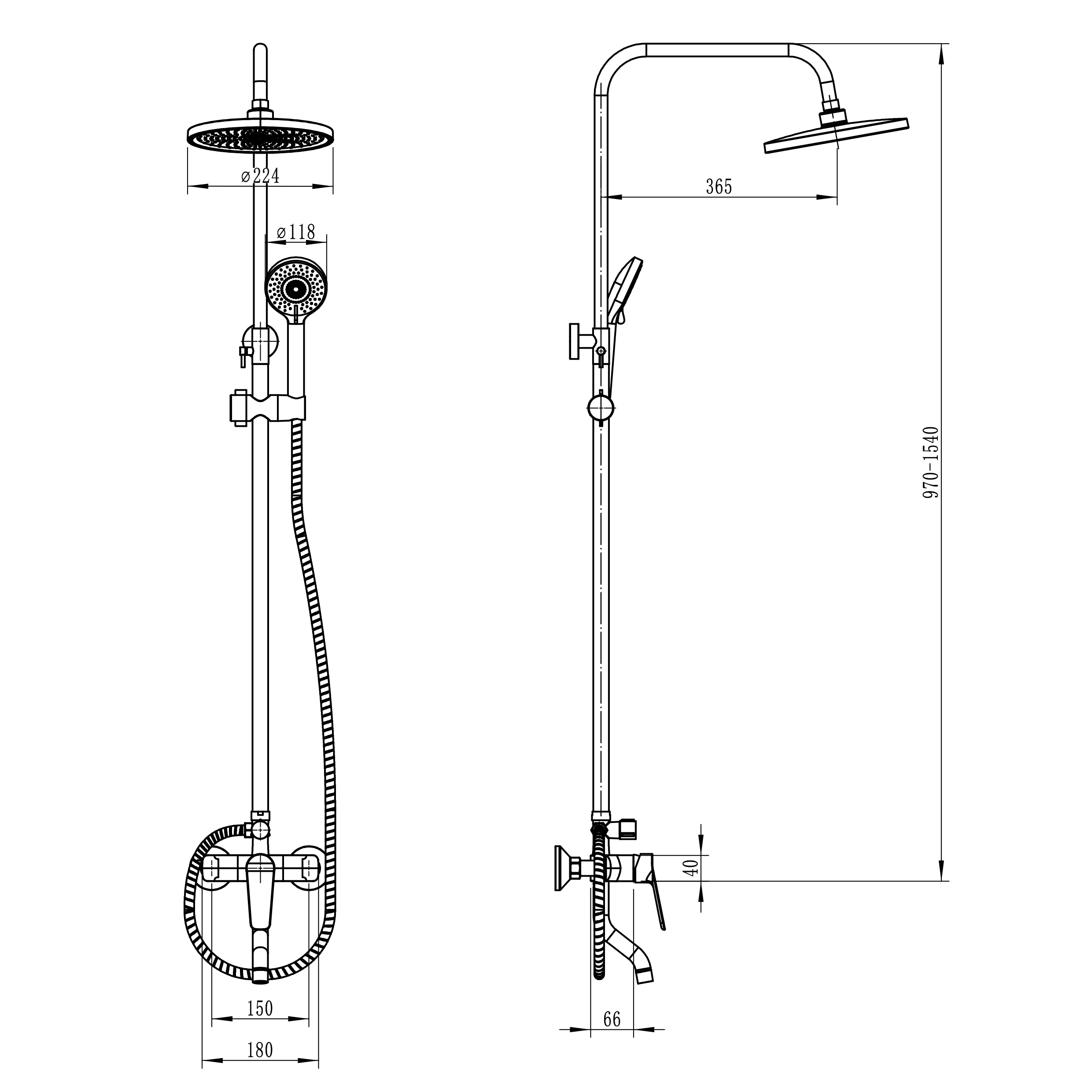 Душевая система со смесителем и верхним душем esparo d22,4 см хром
