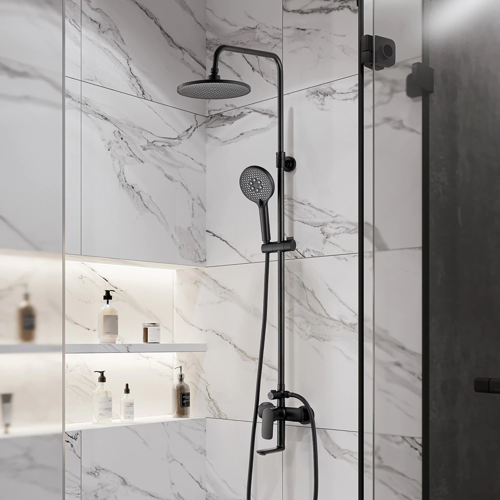 Душевая система со смесителем и верхним душем CULTO Noks d23 см черная