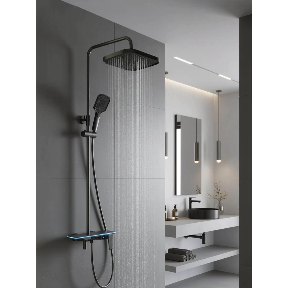 Душевая система со смесителем и верхним душем TOKITO графит