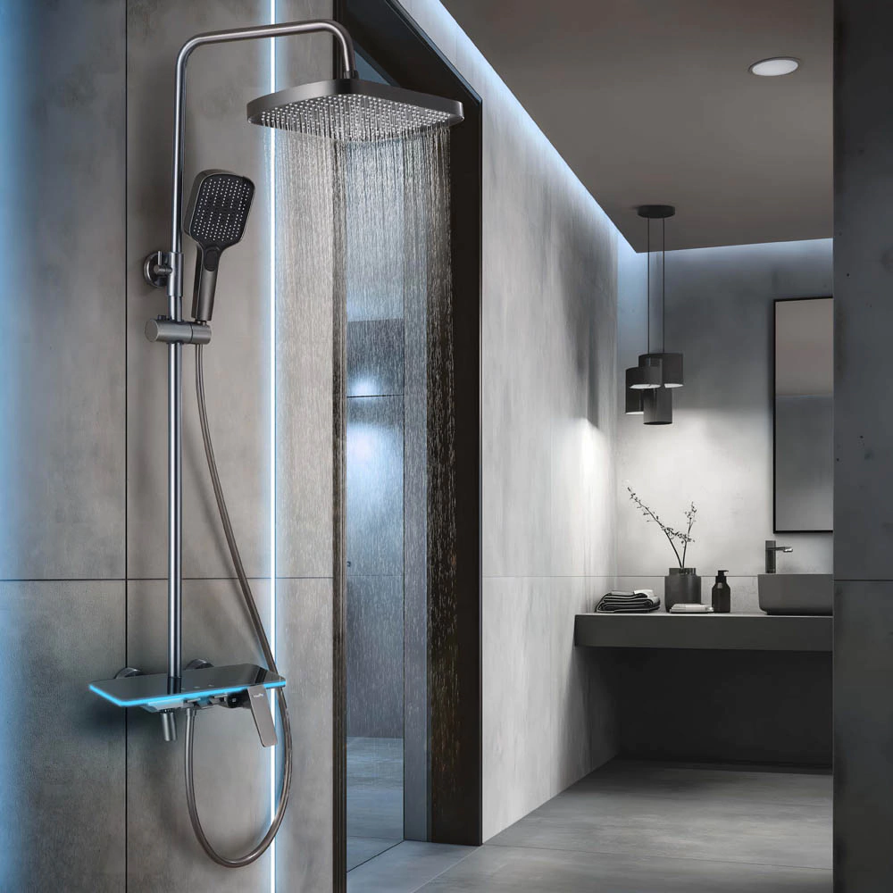 Душевая система со смесителем и верхним душем TOKITO графит