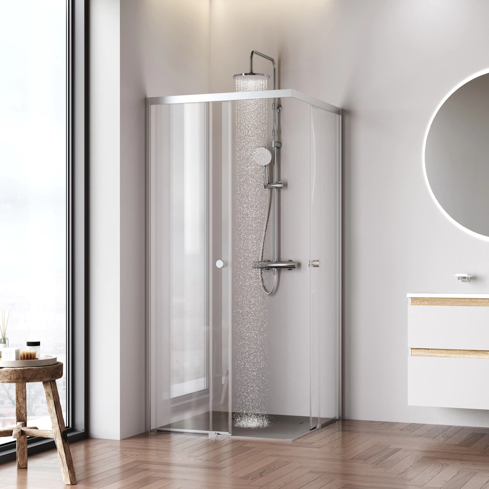 Душевое ограждение AM.PM X-Joy 90х90х190 см квадрат матовый хромированный профиль