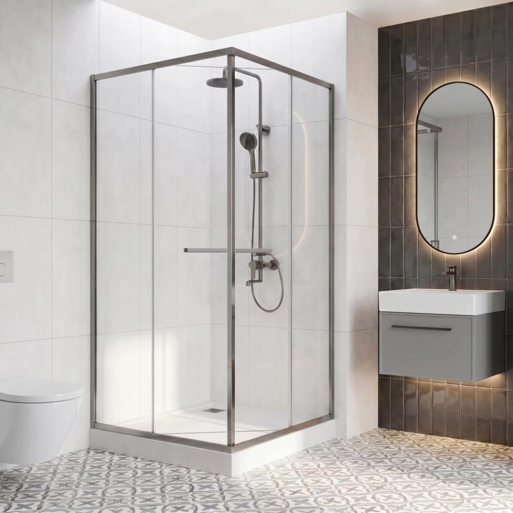 Душевое ограждение FLUMEN DESIGN Ardennes 120х80х195 см прозрачное стекло профиль графит