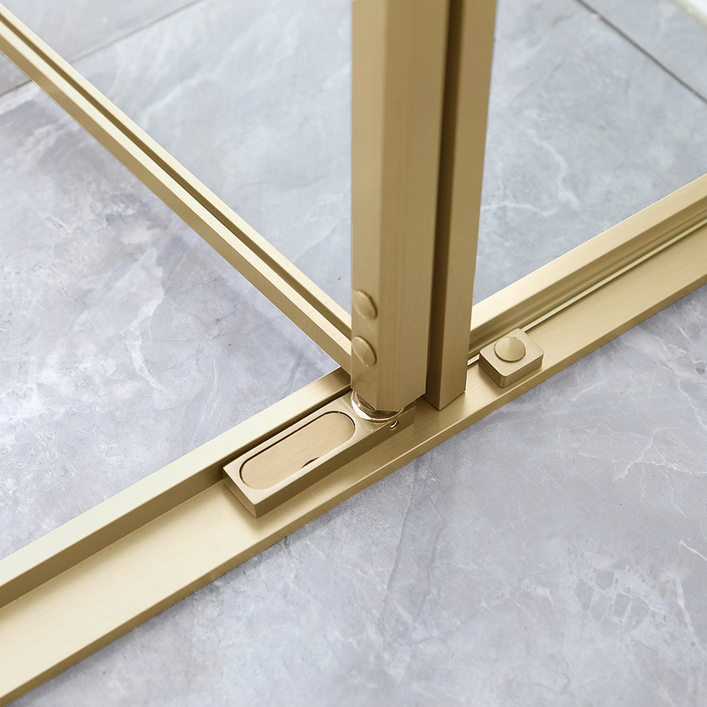 Душевое ограждение FLUMEN DESIGN Orlean 100х100х195 см прозрачное стекло профиль матовое золото
