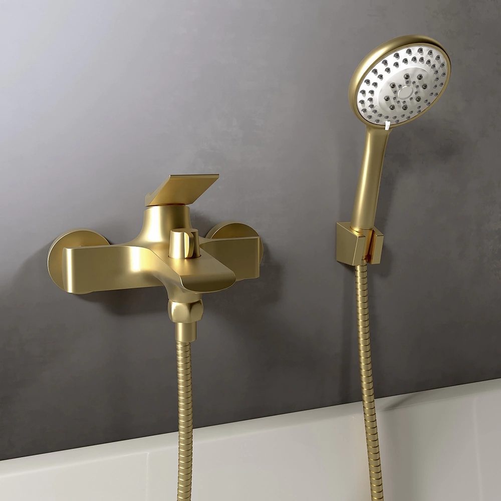 Смеситель для ванны Esko Shanghai gold с набором для душа золото