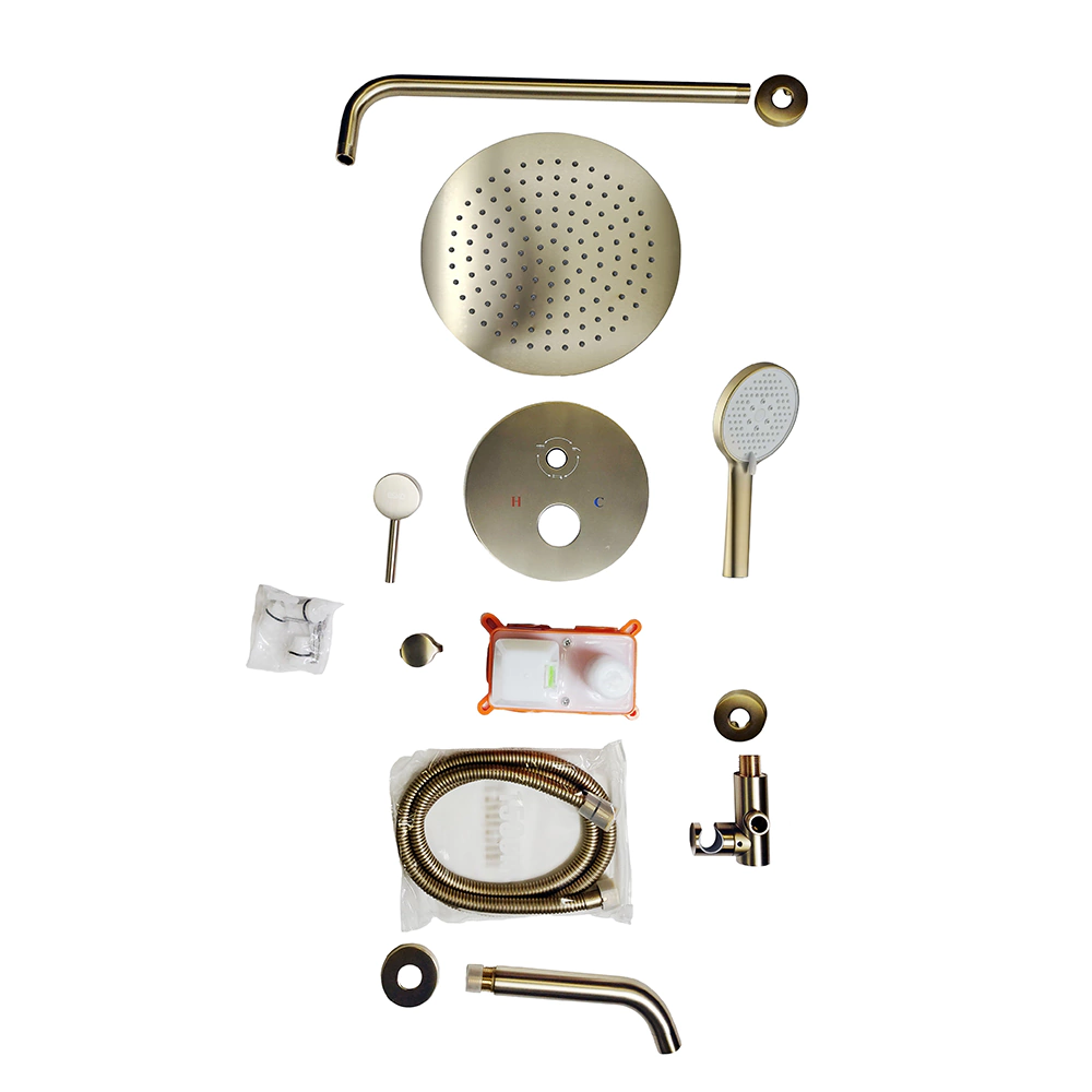 Смеситель встраиваемый Esko 7 в 1 для ванны и душа золото