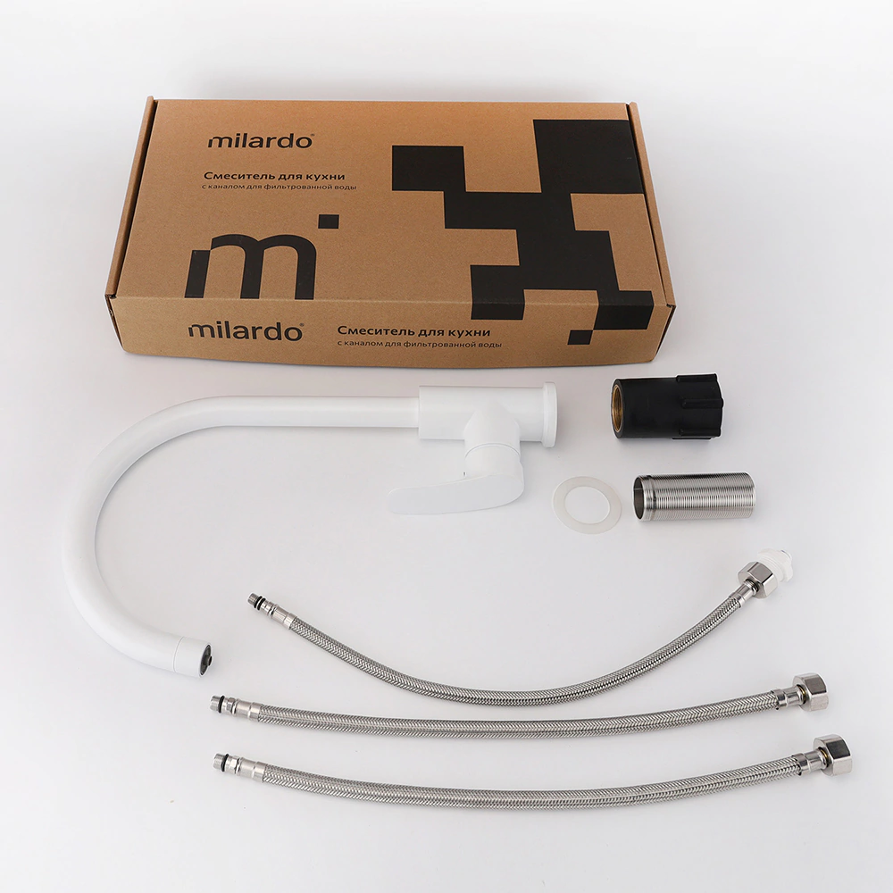 Смеситель для кухни Milardo Rora с подключением фильтра белый