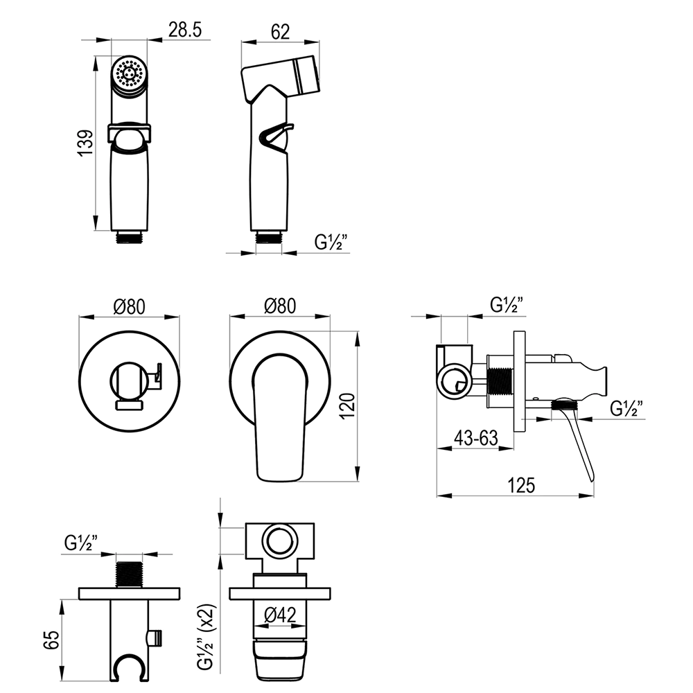 Гигиенический душ LEMARK Ortus встраиваемый хром
