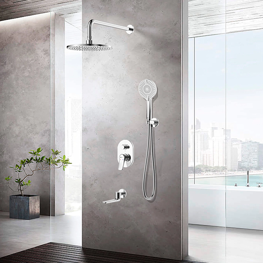 Смеситель встраиваемый LEMARK Ortus верхний душ, ручной душ, излив хром