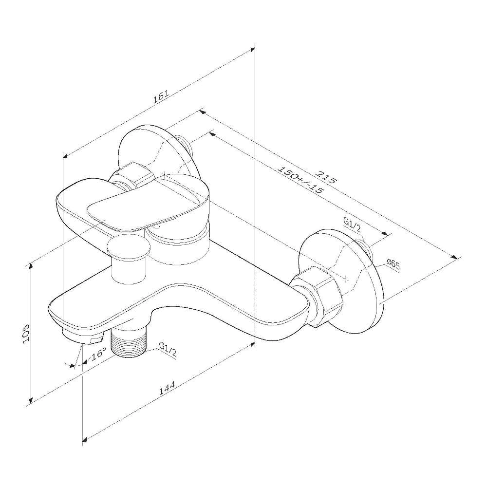 Смеситель для ванны AM.PM Force хром