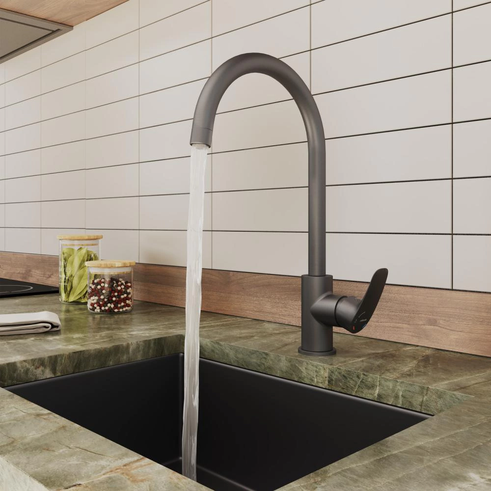 Смеситель для кухни Milardo Rora с подключением фильтра графит