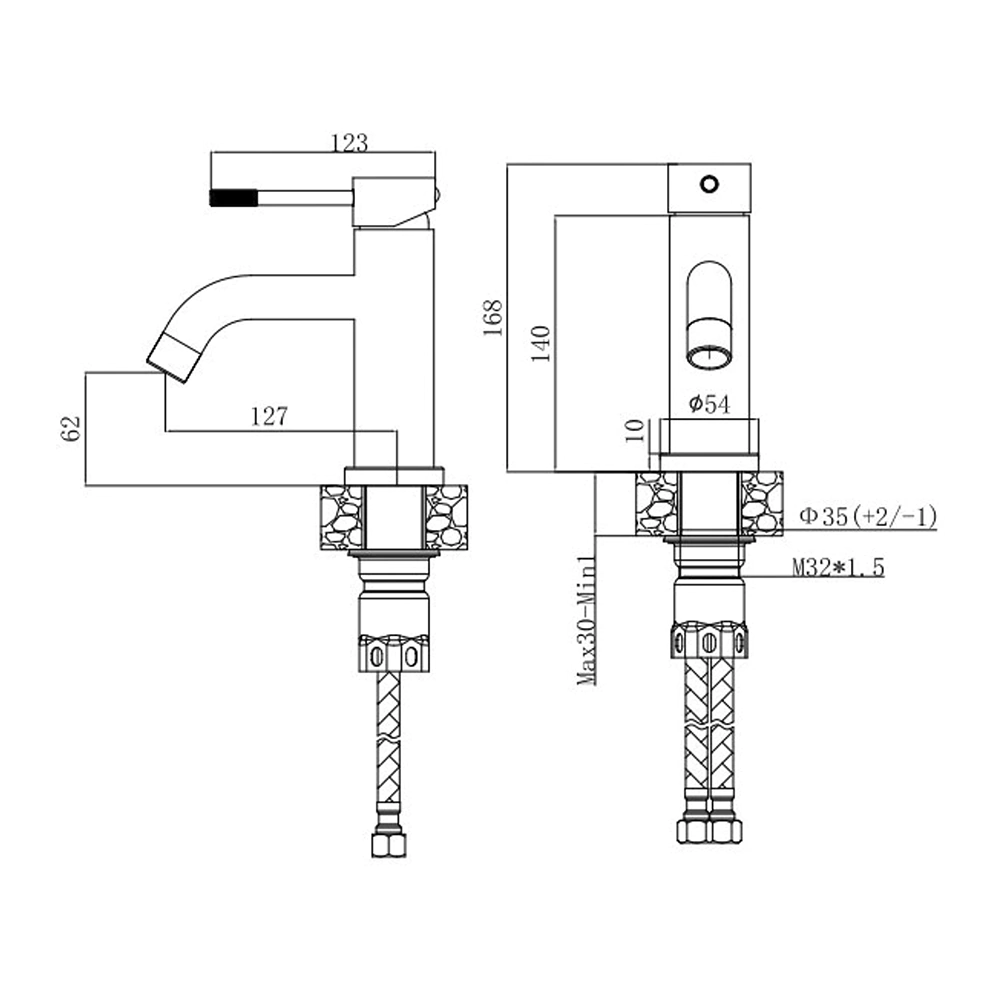Смеситель для раковины VODA нержавеющая сталь