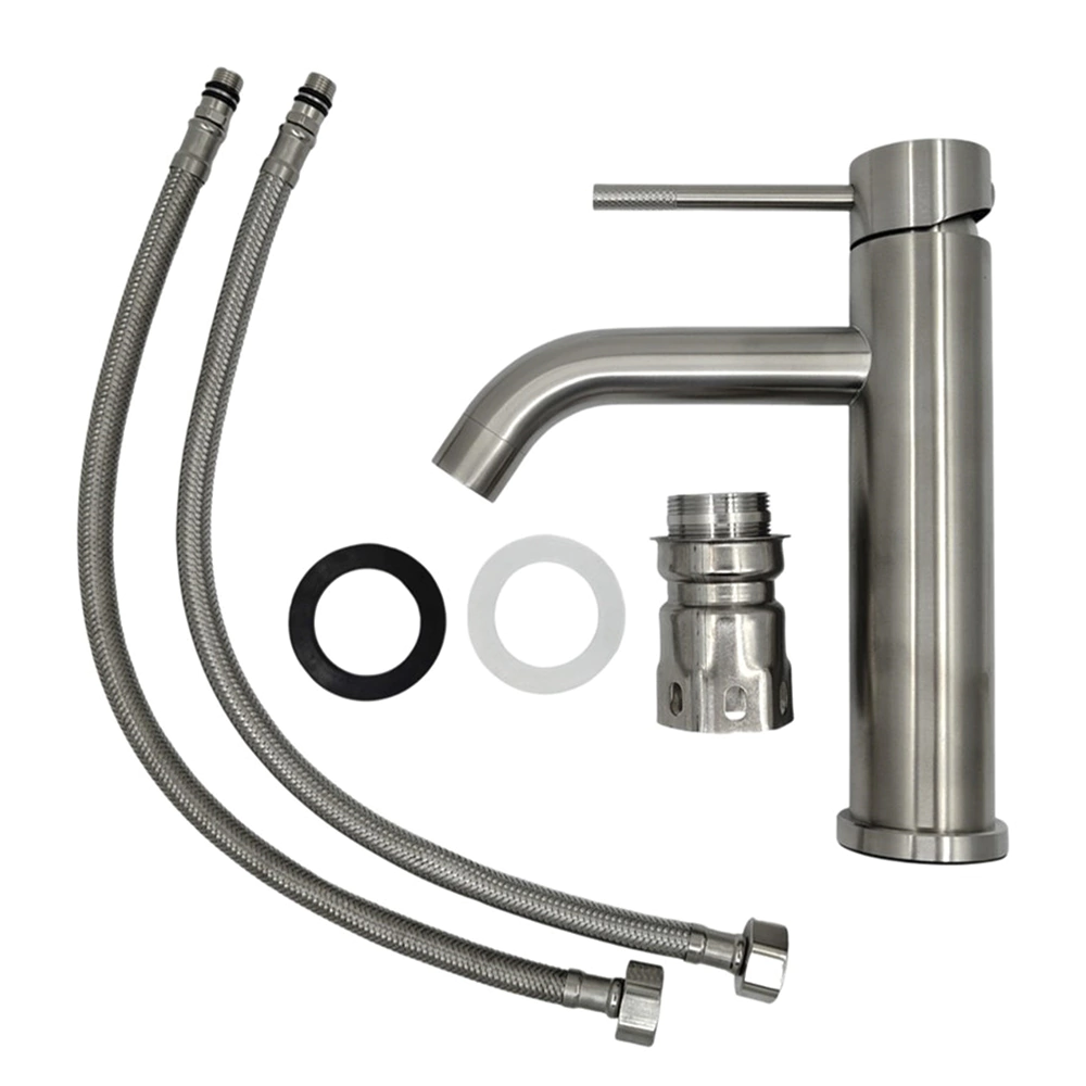 Смеситель для раковины VODA средний нержавеющая сталь