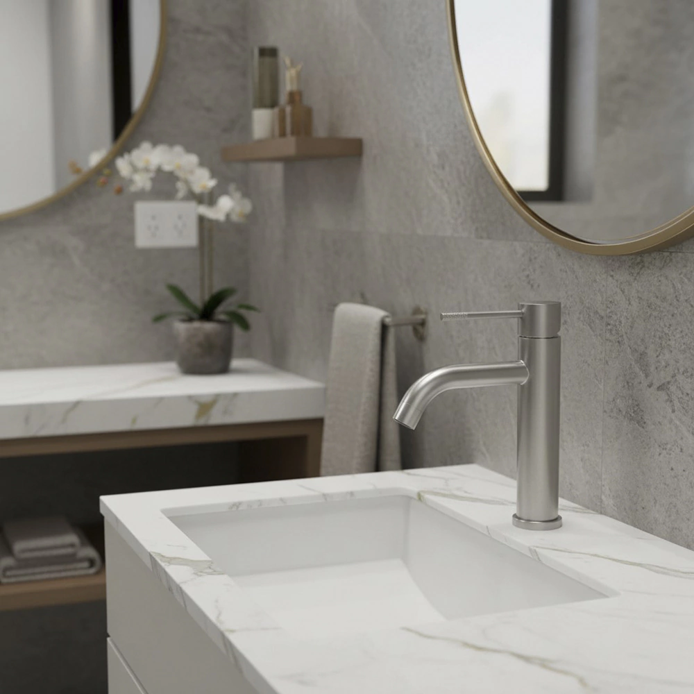 Смеситель для раковины VODA средний нержавеющая сталь