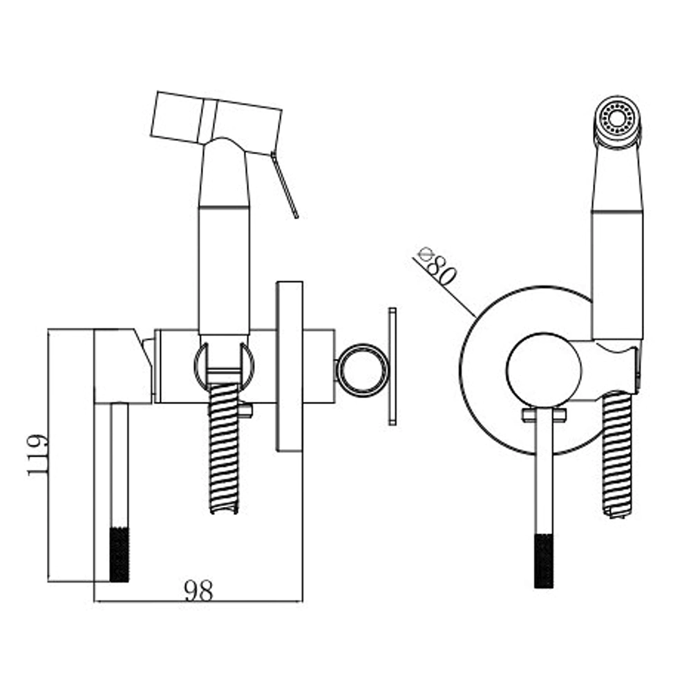 Гигиенический душ VODA встраиваемый нержавеющая сталь