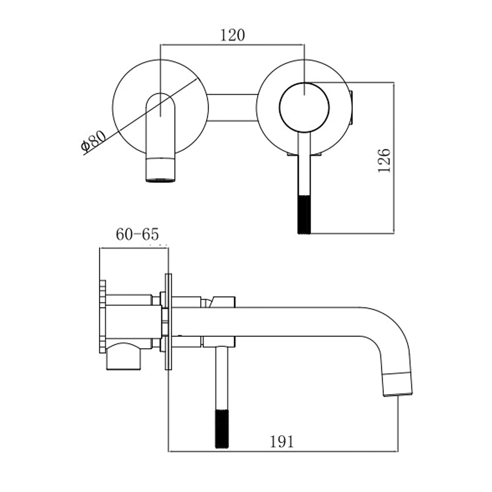 Смеситель встраиваемый VODA нержавеющая сталь