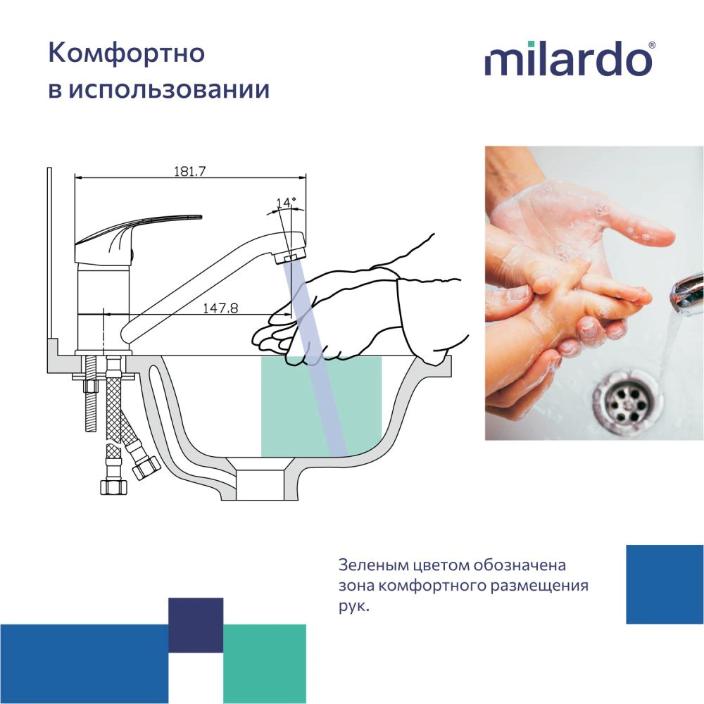 Смеситель для раковины Milardo Simp поворотный излив хром