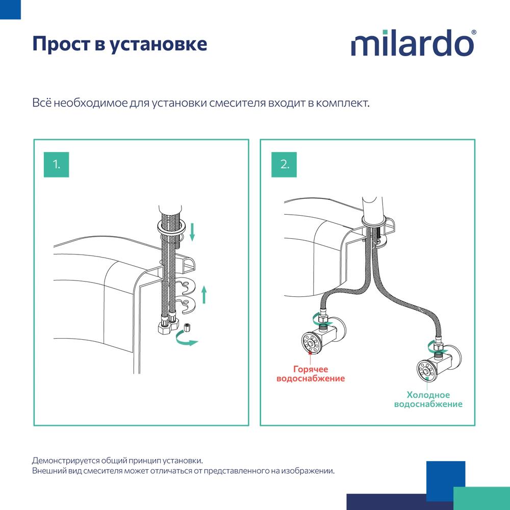 Смеситель для раковины Milardo Simp поворотный излив хром