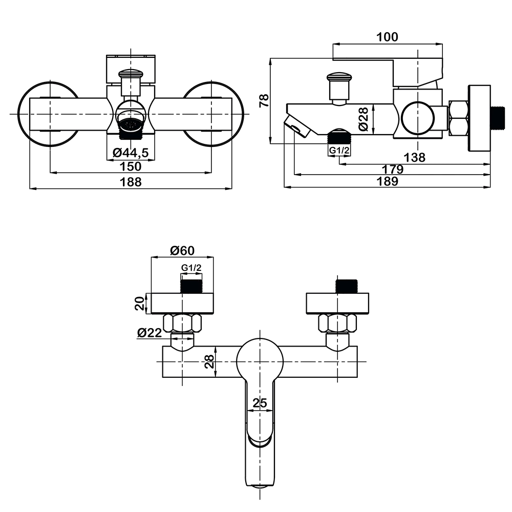 Смеситель для ванны LATUNO нержавеющая сталь графит
