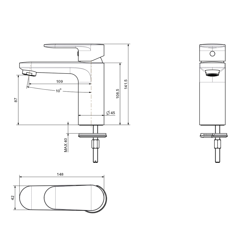 Смеситель для раковины AQUATEK Ника графит