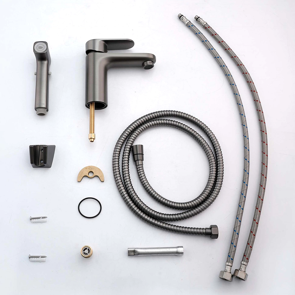 Смеситель для раковины AQUATEK Ника с гигиеническим душем графит